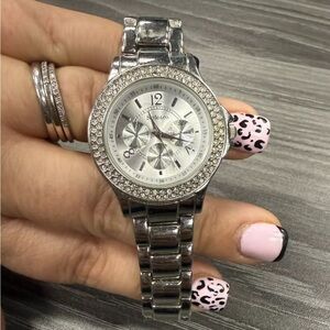 Style & Co Women’s Silver Stainless Steel Crystal Round Quartz Watch SC1169 F210